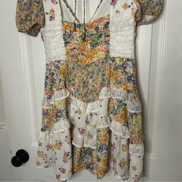 Altar’d State Aderny Patchwork Floral Mini Dress - Picture 11 of 13